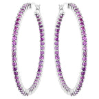 Amethyst Hoop Earrings 2.98 Carats Sterling Silver