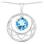 Swiss Blue Topaz Pendant 8.74 Carats Sterling Silver