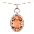 Morganite Pendant With Diamonds 25.7 Carats 14K Rose Gold