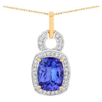 Tanzanite Pendant With Diamonds 2.2 Carats 14K Yellow Gold