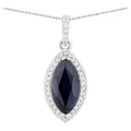 Blue Sapphire Pendant With Diamonds 2.24 Carats 10K White Gold