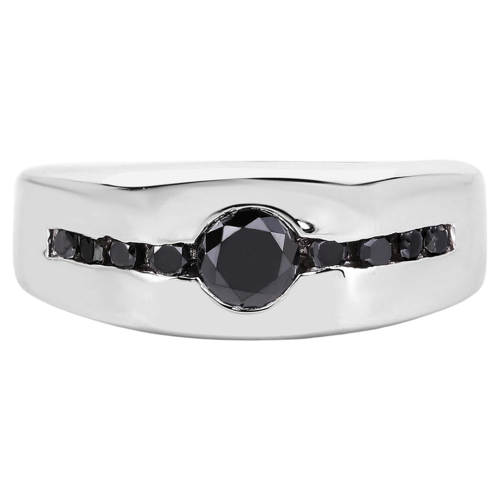 Black Diamond Ring 0.7 Carats Sterling Silver