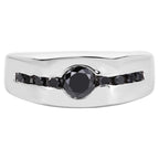 Black Diamond Ring 0.7 Carats Sterling Silver
