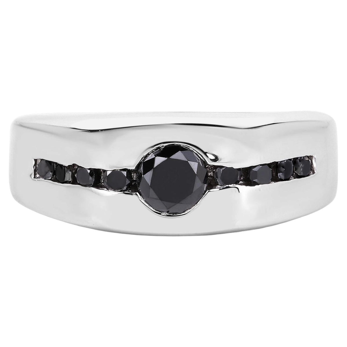 Black Diamond Ring 0.7 Carats Sterling Silver