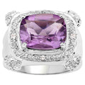 Amethyst Ring With White Topaz 4.36 Carats Sterling Silver