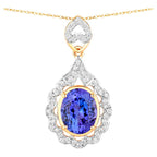 Tanzanite Pendant Necklace Diamonds 4.38 Carats 14K Yellow Gold
