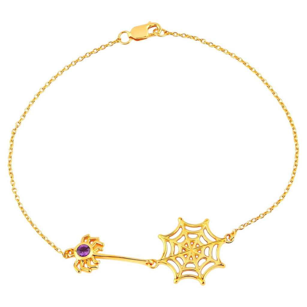 Amethyst Spider Bracelet 0.08 Carats Gold Plated Silver