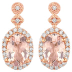 Morganite Earrings With Diamonds 0.82 Carats 10K Rose Gold