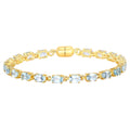 Blue Topaz Tennis Bracelet 10.1 Carats Gold Plated Silver