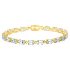 Blue Topaz Tennis Bracelet 10.1 Carats Gold Plated Silver