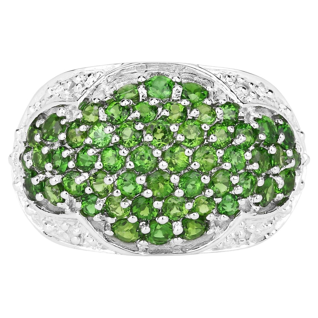 Chrome Diopside Ring With White Topaz 2.34 Carats Sterling Silver