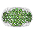 Chrome Diopside Ring With White Topaz 2.34 Carats Sterling Silver
