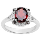 Garnet Ring With Diamonds 2.02 Carats Sterling Silver