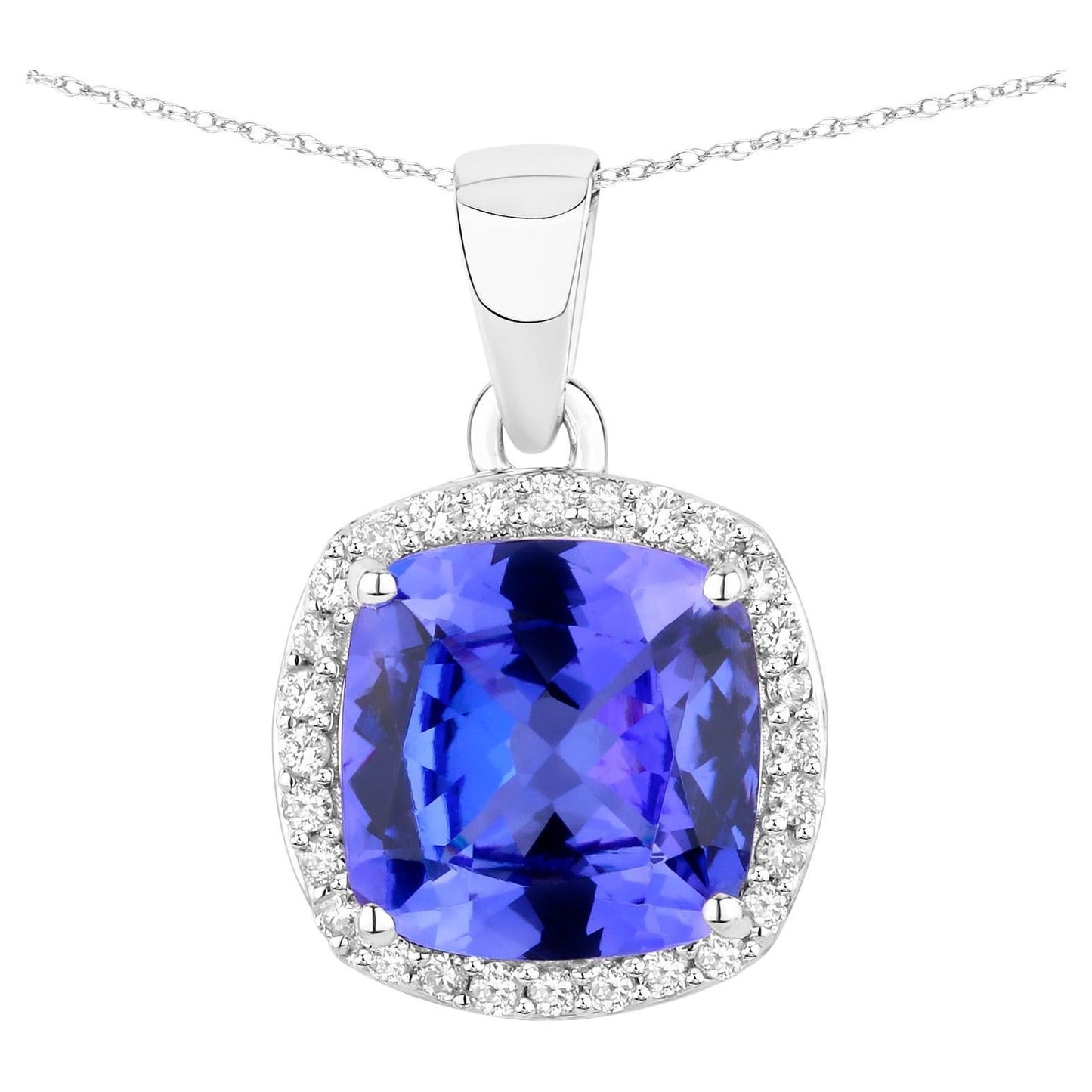 Natural Tanzanite Pendant With Diamonds 2.62 Carats 14K White Gold
