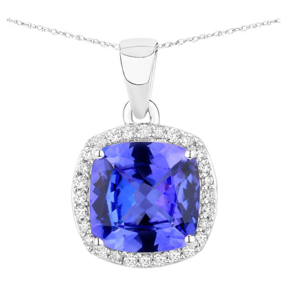 Natural Tanzanite Pendant With Diamonds 2.62 Carats 14K White Gold