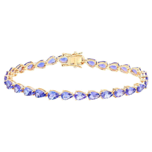 Tanzanite Tennis Bracelet 10.7 Carats 14K Yellow Gold