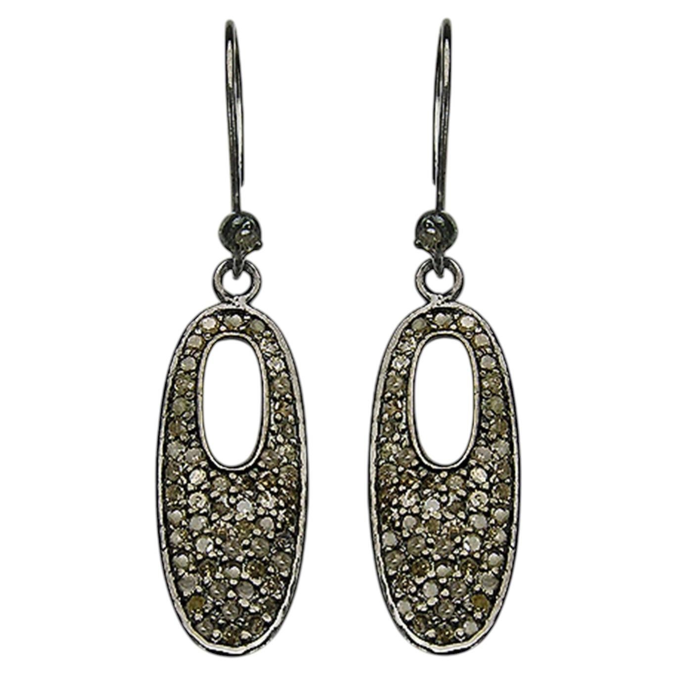 Diamond Cluster Earrings 1.32 Carats Sterling Silver
