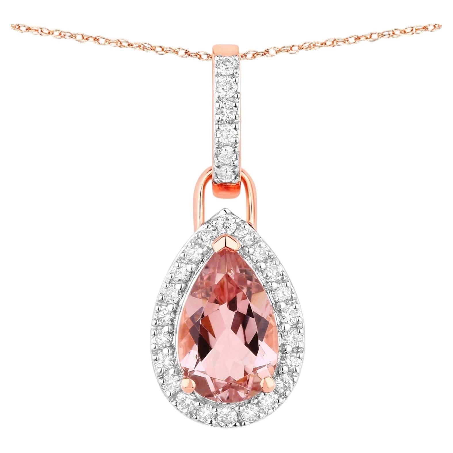 Morganite Pendant With Diamonds 0.78 Carats 14K Rose Gold