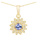 Tanzanite Flower Pendant With Diamonds 0.28 Carats 14K Yellow Gold