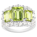 Peridot Ring With White Topaz 5.94 Carats Sterling Silver