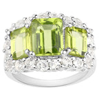 Peridot Ring With White Topaz 5.94 Carats Sterling Silver