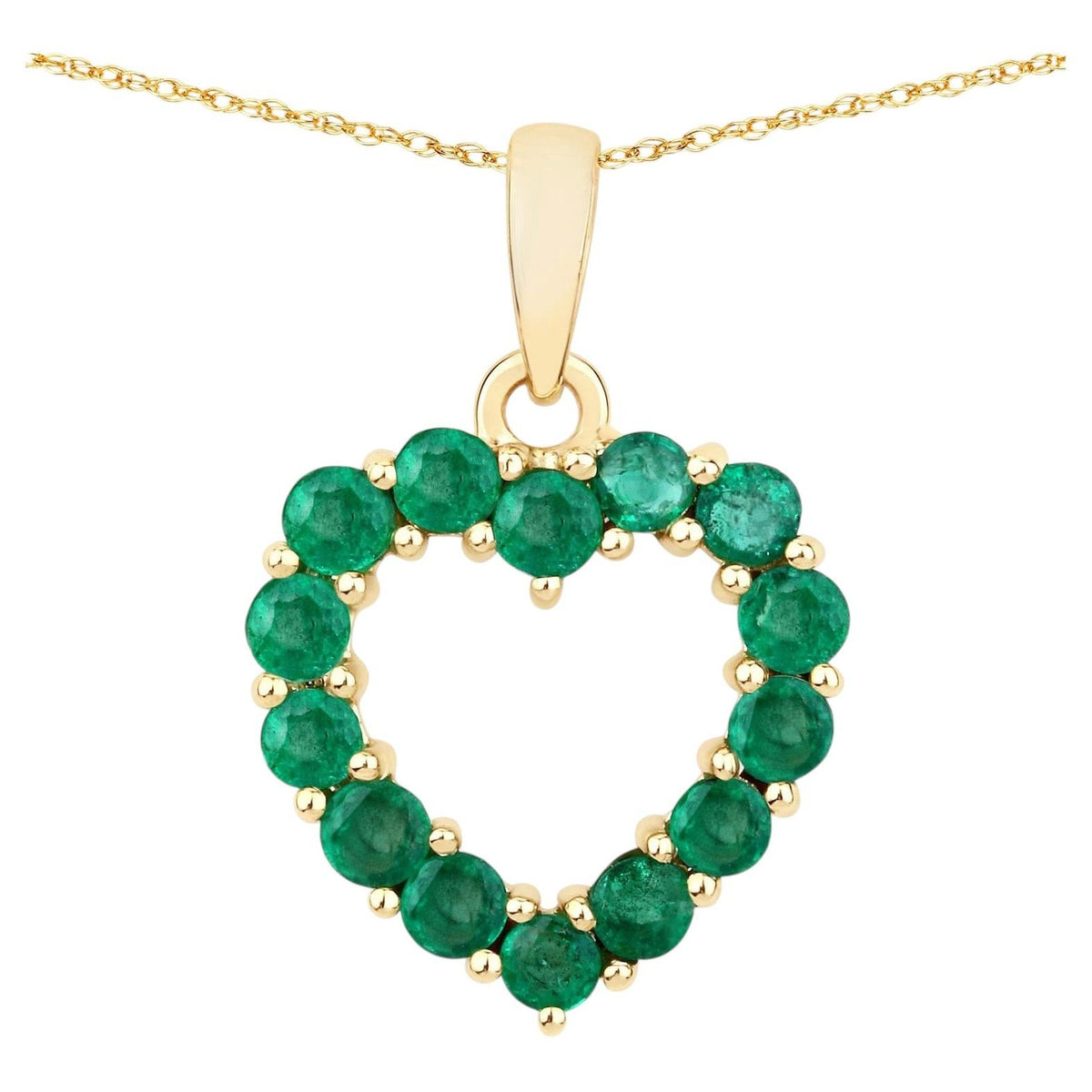 Zambian Emerald Heart Pendant 0.46 Carats 10K Yellow Gold
