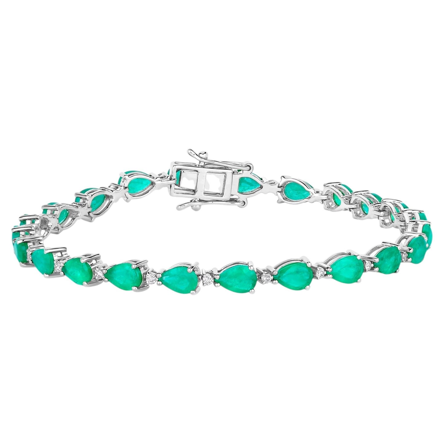 Emerald Bracelet With Diamonds 8.34 Carats 14K White Gold
