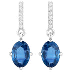 Natural Blue Sapphire Earrings With Diamonds 1.92 Carats 14K White Gold