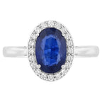 Blue Sapphire Ring With Diamonds 2.26 Carats 18K White Gold