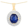 Blue Sapphire Pendant With Diamonds 2.84 Carats 18K Yellow Gold