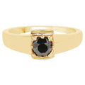 Black Diamond Ring 0.24 Carats Gold Plated Silver
