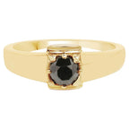 Black Diamond Ring 0.24 Carats Gold Plated Silver