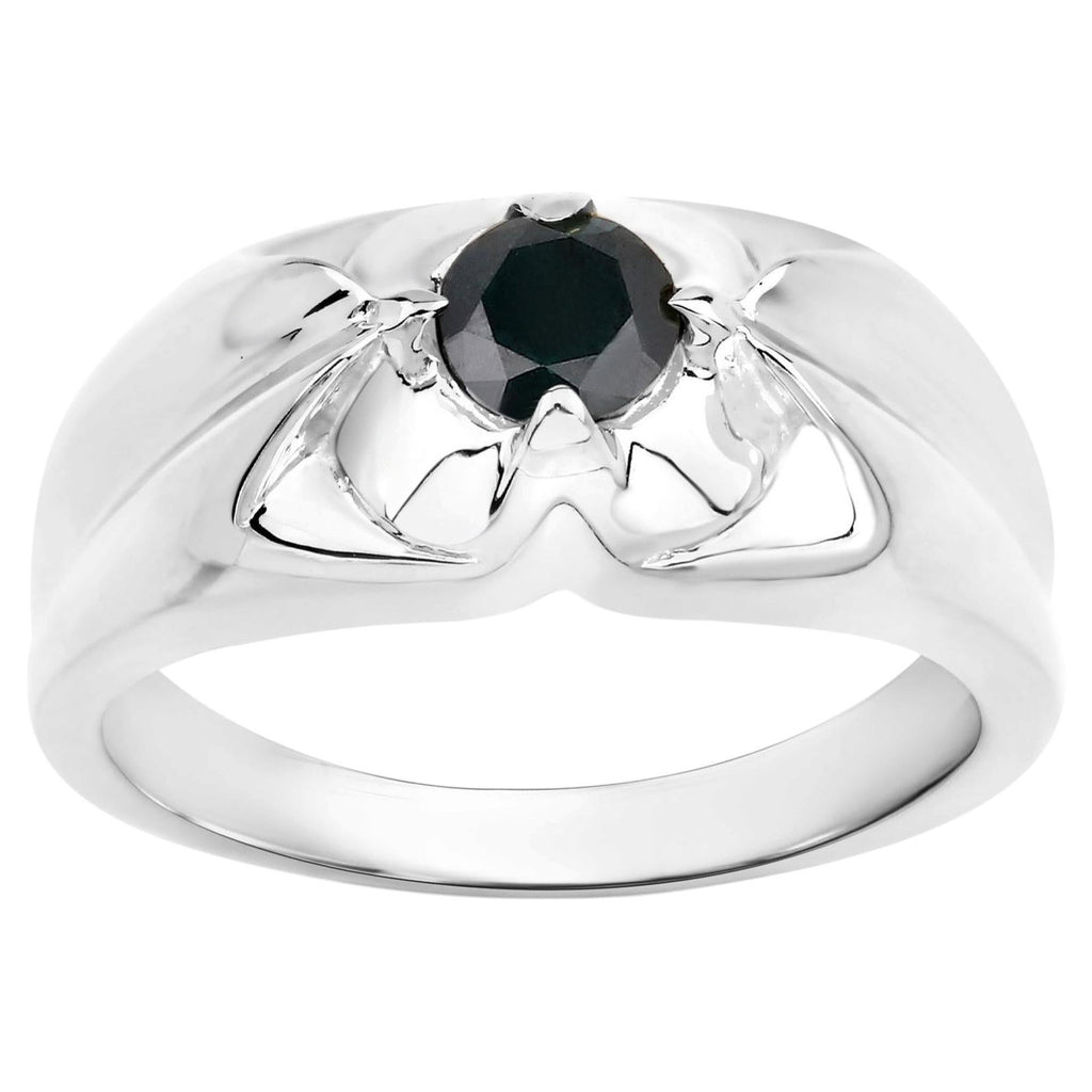 Black Diamond Ring 0.48 Carats Sterling Silver