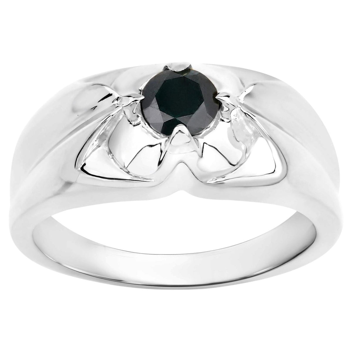Black Diamond Ring 0.48 Carats Sterling Silver