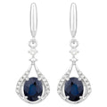 Natural Sapphire Earrings With Diamonds 0.82 Carats 14K White Gold