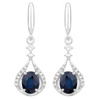 Natural Sapphire Earrings With Diamonds 0.82 Carats 14K White Gold