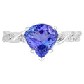 Tanzanite Heart Ring With Diamonds 2.46 Carats 14K White Gold