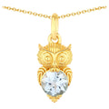Blue Topaz Owl Pendant 1.04 Carats Gold Plated Silver