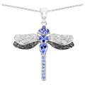 Tanzanite Dragonfly Pendant With White Topaz 1.82 Carats Sterling Silver