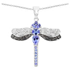 Tanzanite Dragonfly Pendant With White Topaz 1.82 Carats Sterling Silver