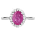 Ruby Ring With Diamonds 1.8 Carats 14K White Gold