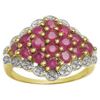 Rhodolite Garnet Ring 2.06 Carats Gold Plated Silver