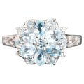 Blue Topaz Ring With White Topaz 1.51 Carats Sterling Silver
