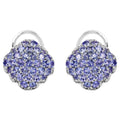 Tanzanite Cluster Stud Earrings 3.12 Carats Sterling Silver
