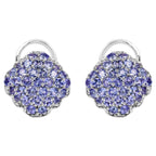 Tanzanite Cluster Stud Earrings 3.12 Carats Sterling Silver