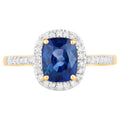 Blue Sapphire Ring With Diamonds 2.14 Carats 18K Yellow Gold