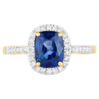 Blue Sapphire Ring With Diamonds 2.14 Carats 18K Yellow Gold