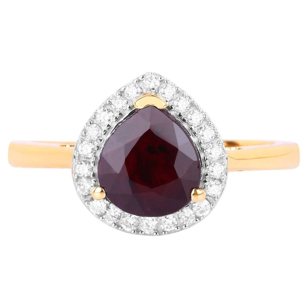Ruby Ring With Diamonds 2.16 Carats 14K Yellow Gold