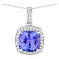 Tanzanite Pendant With Diamonds 2.94 Carats 14K White Gold