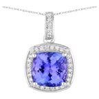 Tanzanite Pendant With Diamonds 2.94 Carats 14K White Gold